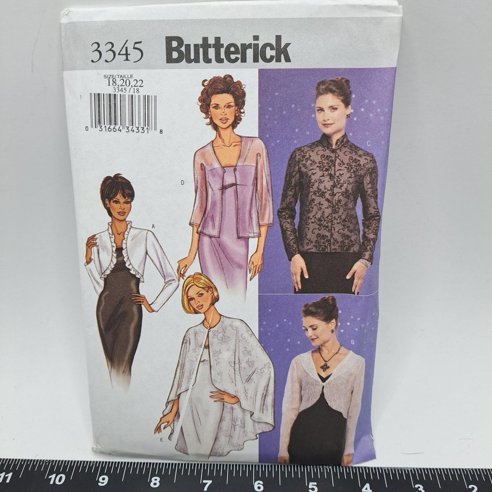 Butterick 3345 Sewing Pattern Misses Size 18-22 Jacket Cape Bolero Evening Wrap